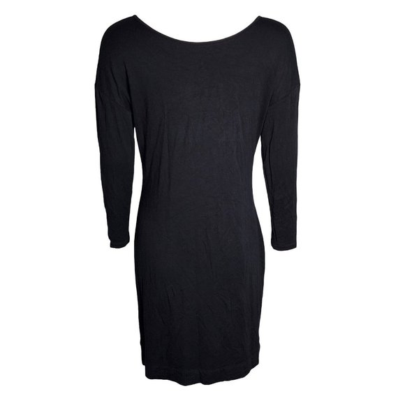 ANN TAYLOR LOFT Outlet Lounge Solid All Black 3/4 Sleeve Dress Womens S Small - Picture 3 of 6